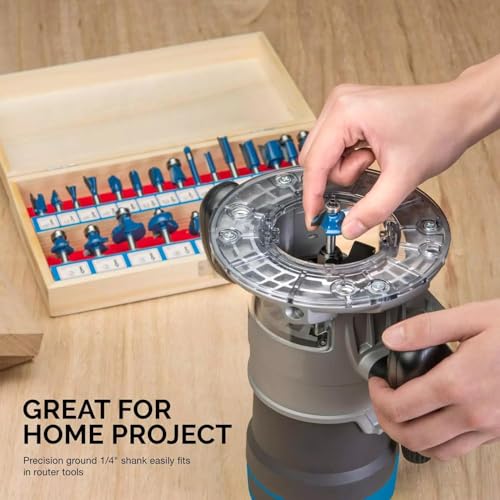 HILTEX 10108 Tungsten Carbide Router Bit Set, Woodworking Tools and Accessories, 1/4-Inch Shank, 24-Piece Set - Image 4