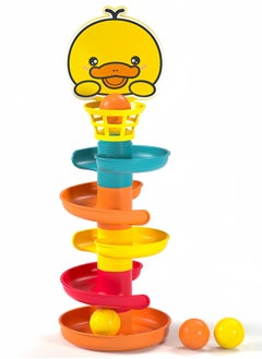 Zenymee Rolling Ball Tower Toy with 5-Tier Swirling Ramp & 4 Balls for Baby and Toddler 1-4 Years Old | Boosts Fine Motor Skills & Hand-Eye Coordination, Safe for Kids, Durable Plastic Construction  - Image 1