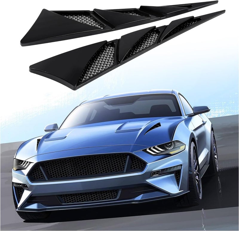 AAKICHI Auto Decorative Air Flow Intake Scoop, Car Hood Simulation Air Vent Trim, 2 pc Vehicle Bonnet Vent Sticker Cover, Universal Automotive Exterior Accessories (Glossy Black) - Image 1