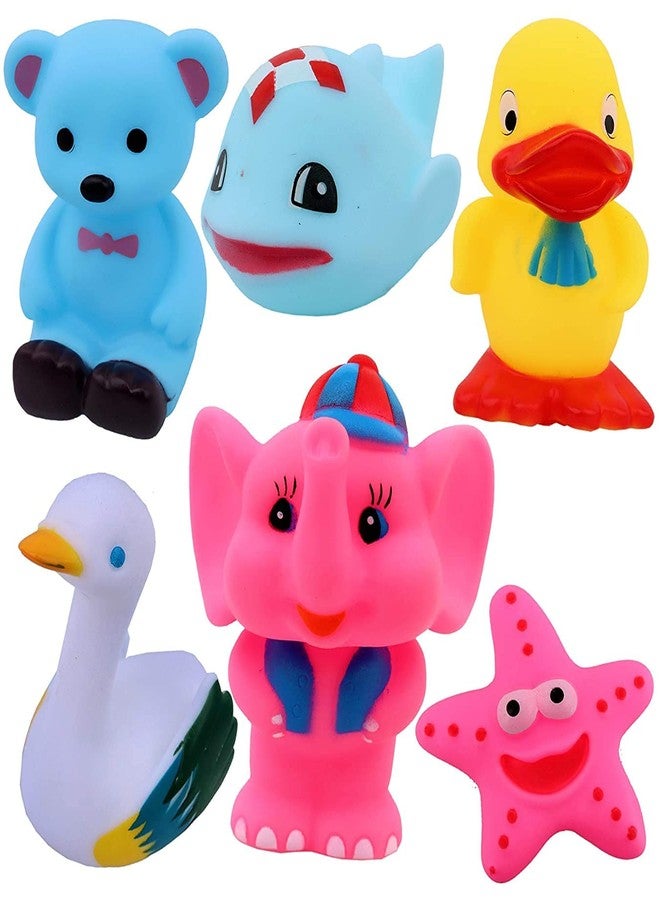 ManaBee Baby Bath Chu Chu Toy Large Size Mix Cute Animals Swimming Water Toys Non-Toxic BPA Free Colorful Soft Rubber Float Squeeze Sound Squeaky Bathing Toy for Baby Bath Toy (Set of 6 PCS). - Image 3