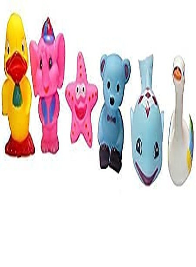 ManaBee Baby Bath Chu Chu Toy Large Size Mix Cute Animals Swimming Water Toys Non-Toxic BPA Free Colorful Soft Rubber Float Squeeze Sound Squeaky Bathing Toy for Baby Bath Toy (Set of 6 PCS). - Image 4