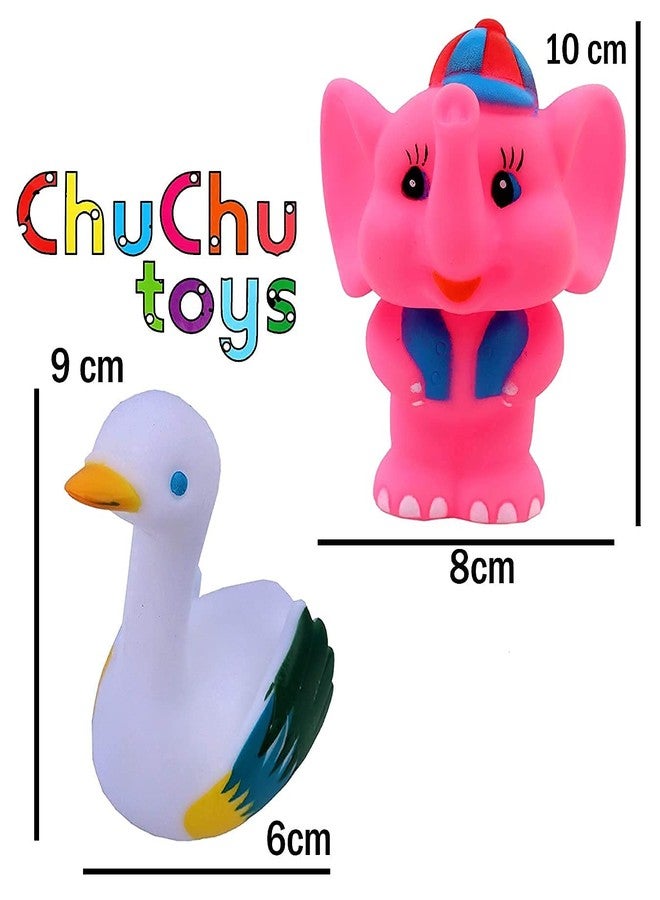 ManaBee Baby Bath Chu Chu Toy Large Size Mix Cute Animals Swimming Water Toys Non-Toxic BPA Free Colorful Soft Rubber Float Squeeze Sound Squeaky Bathing Toy for Baby Bath Toy (Set of 6 PCS). - Image 2