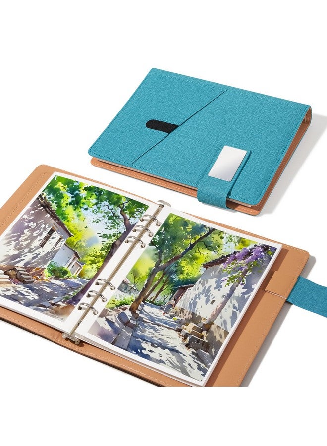 Lightwish Watercolor Sketchbook,100% Cotton Acid Free Watercolor Journal,300Gsm/140Lb Hot Press Watercolor Paper For Artists,Adults,Students,20 Sheets,9.25 * 6.3 Inches(Cloth Blue) - Image 1