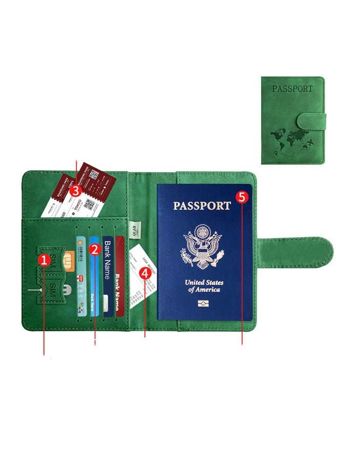Passport Holder for Travel Essentials, Passport Wallet Cover Case for Travel Must Haves Accessories,Passport Book Holders for Women and Men Green  - Image 2