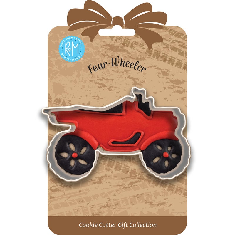 R  M International 8003 Four Wheeler ATV Shaped Tinplated Steel Cookie Cutter 375 Gift Tag Carded
