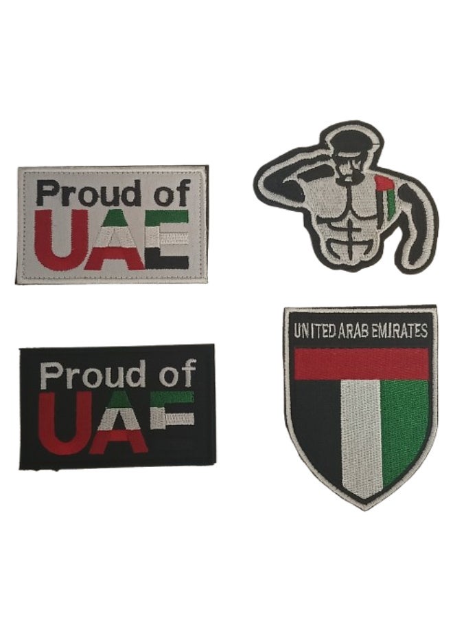 4 Pieces UAE Flag Embroidered Patches, Tactical Morale Patch Set, Hook and Loop, 8 x 5 cm - Image 1