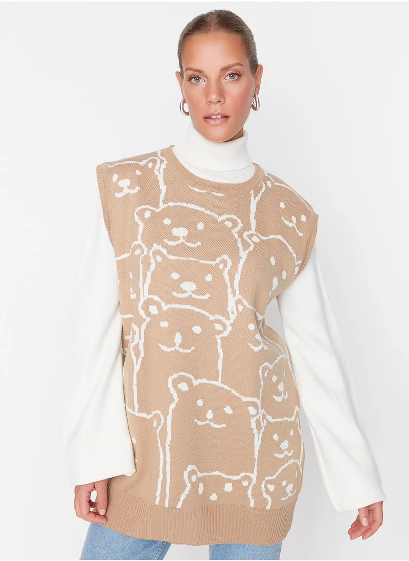 ترينديول Turtle Neck Printed Sweater