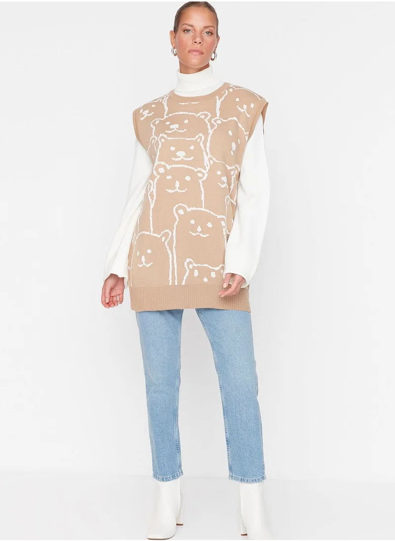 ترينديول Turtle Neck Printed Sweater