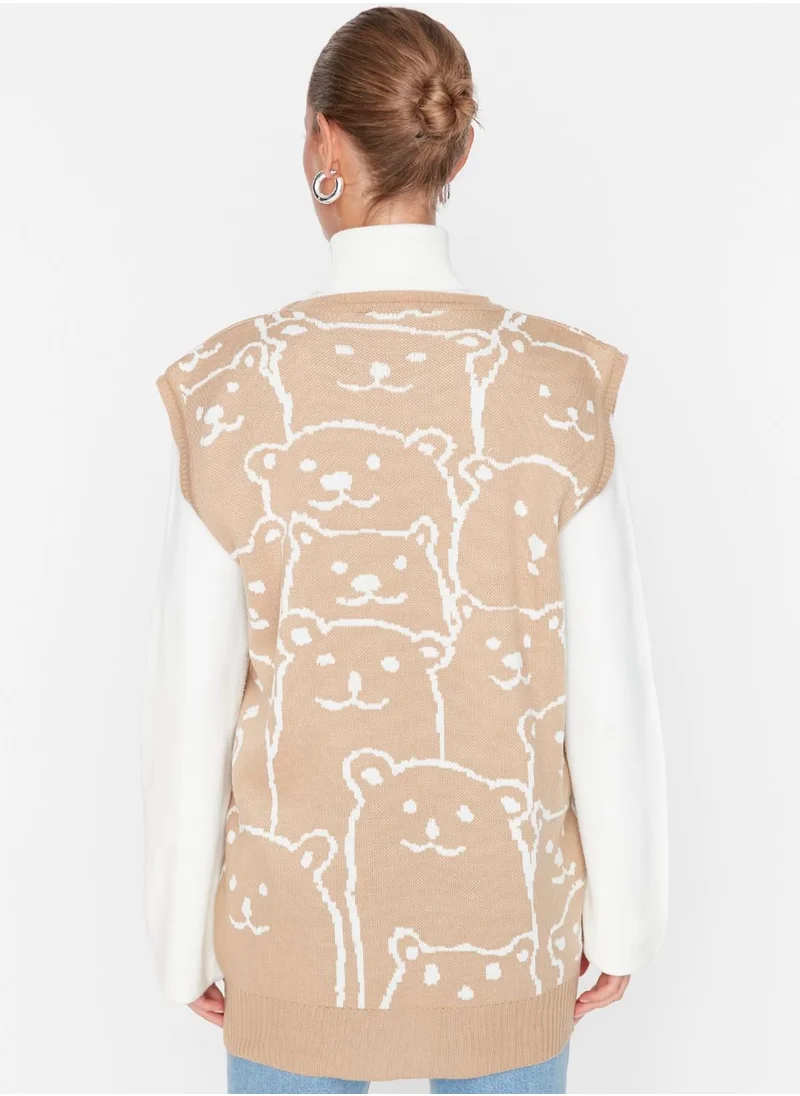 ترينديول Turtle Neck Printed Sweater