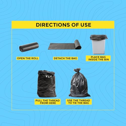 House Wrap Medium Garbage Bags 180 Pieces | 19 x 21 Inches | Black | 7-8 Kg Capacity | Eco-Friendly & Leak Proof | Ideal for Home, Office & Pet Use - Image 5