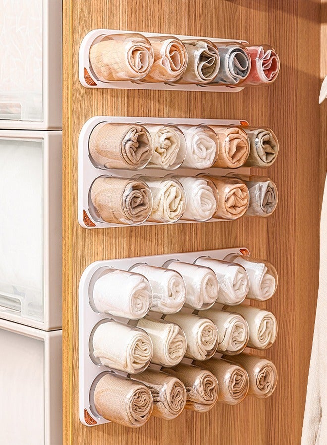 Wall Mounted Underwear Storage Box Wardrobe Organizer Box Capsule Style Non Punching for T-shirt Skirts Socks Bras Panties Scarf(10 Capsules)  - Image 1