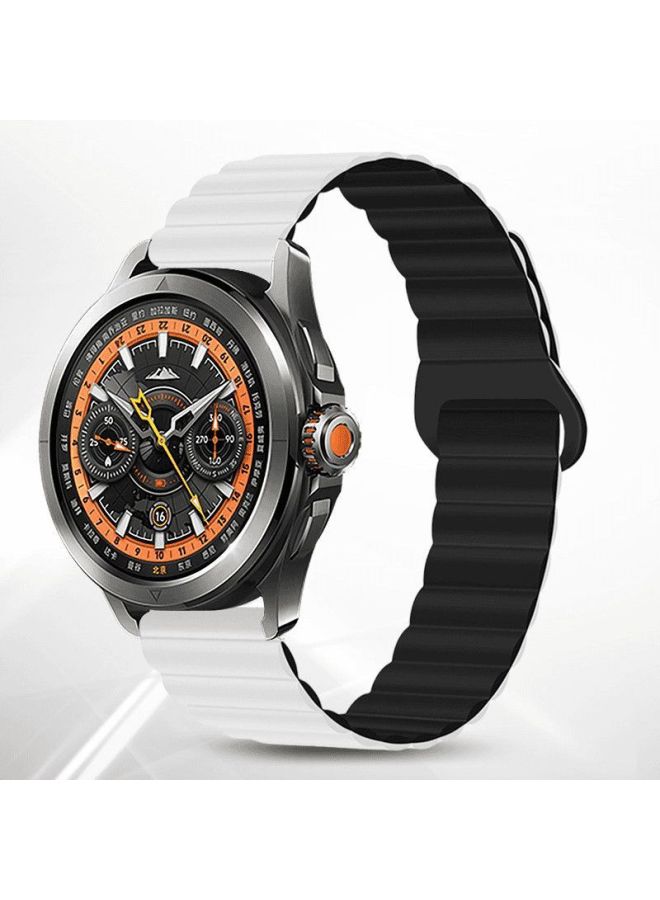 For Xiaomi Watch WatchS4 Sport Strap Color Magnetic S3 Loop S2 Silicone S1Pro Wristband-Color:Magnetic Return Ring Buckle Silicone-【white With Black】-applicable: Xiaomi S1 Active - Image 1