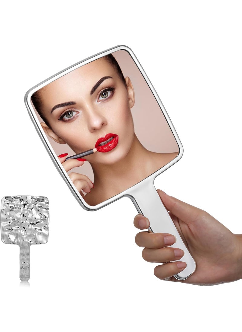 minkissy minkissy Portable Handheld Mirror - Square Water Ripples Hand Mirror for Makeup Multi-Purpose Handheld Mirror Vanity Mirror for Women Travel (L) 