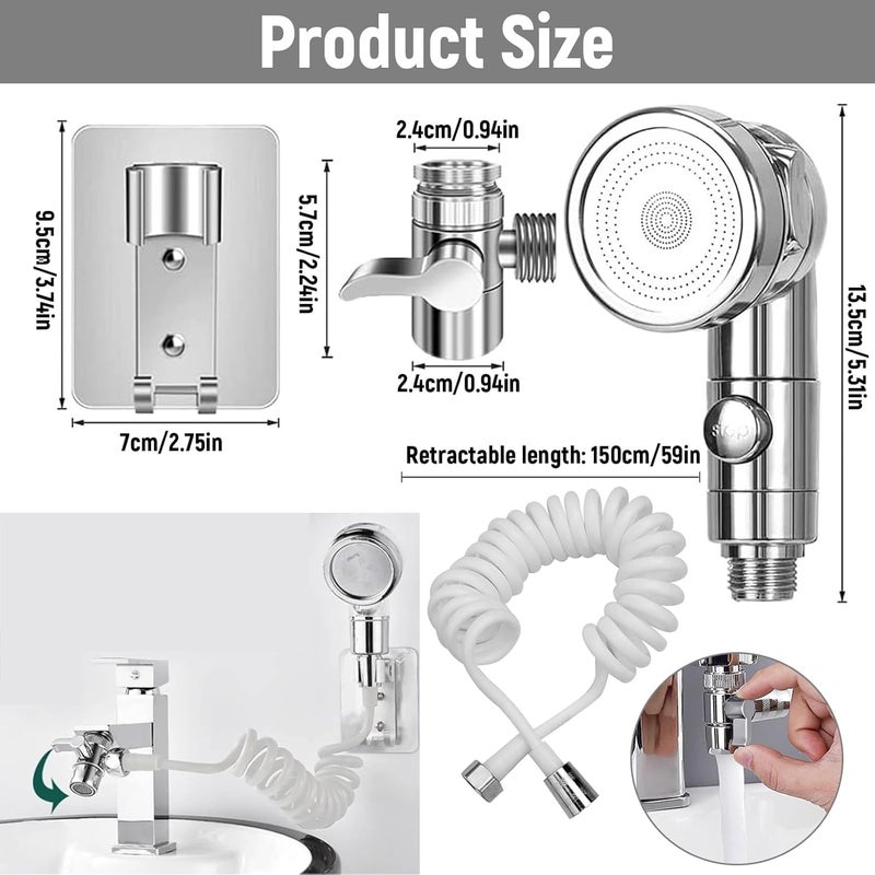 VishBin Washbasin Shower Head Set Wash Basin Hand Shower Hand Shower Set External Removable Shower Head Washbasin 15 m Sink Shower Head for Bathroom Kitchen - Image 4