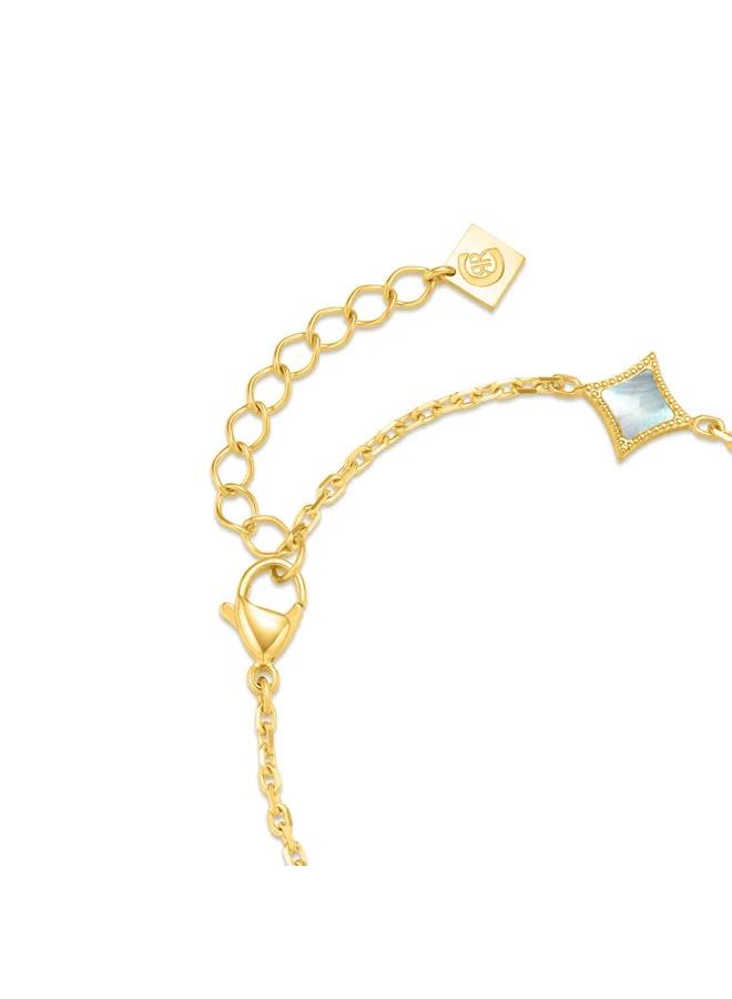 شيروتي 1881 Silvia Gold Plated with Diamond Shaped Mother of Pearl Charms Bracelet for Women