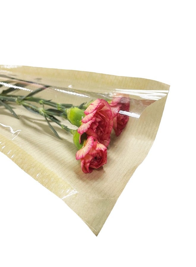 Prudance Waterproof Flower Bouquet Wrapping Bags Clear Plastic and Kraft Paper Floral Gift Bags for Weddings, Valentine’s Day, DIY Arrangements (50Pcs, Small) - Image 4