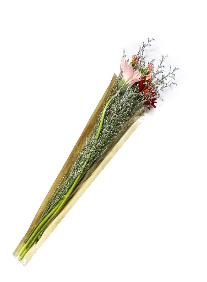 Prudance Waterproof Flower Bouquet Wrapping Bags Clear Plastic and Kraft Paper Floral Gift Bags for Weddings, Valentine’s Day, DIY Arrangements (50Pcs, Small) - Image 5