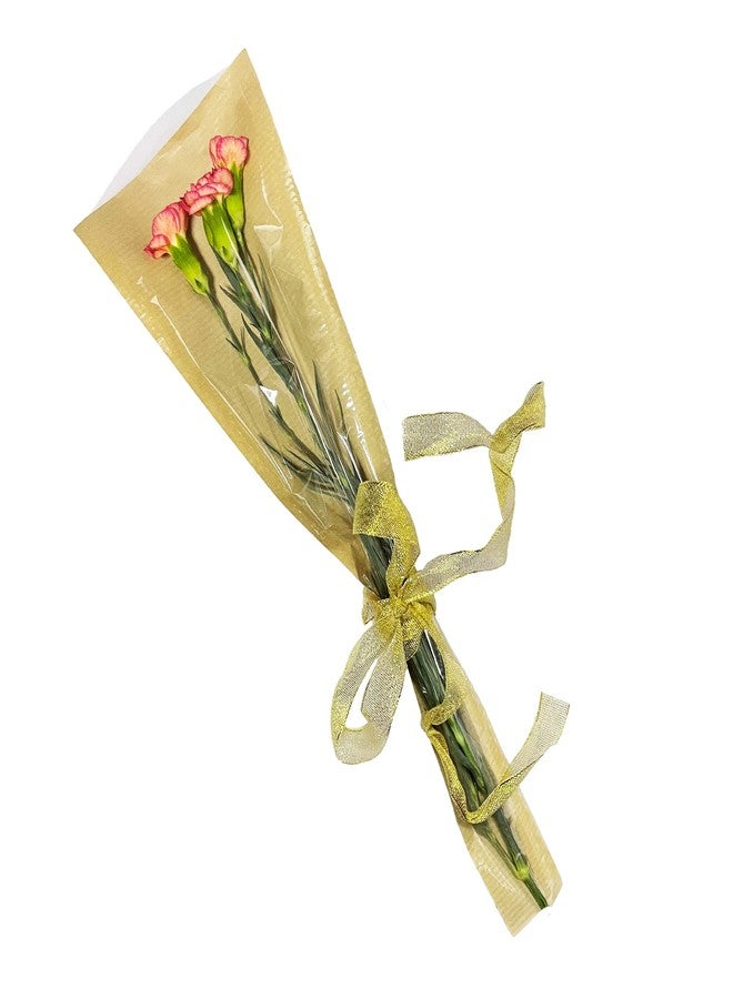 Prudance Waterproof Flower Bouquet Wrapping Bags Clear Plastic and Kraft Paper Floral Gift Bags for Weddings, Valentine’s Day, DIY Arrangements (50Pcs, Small) - Image 3