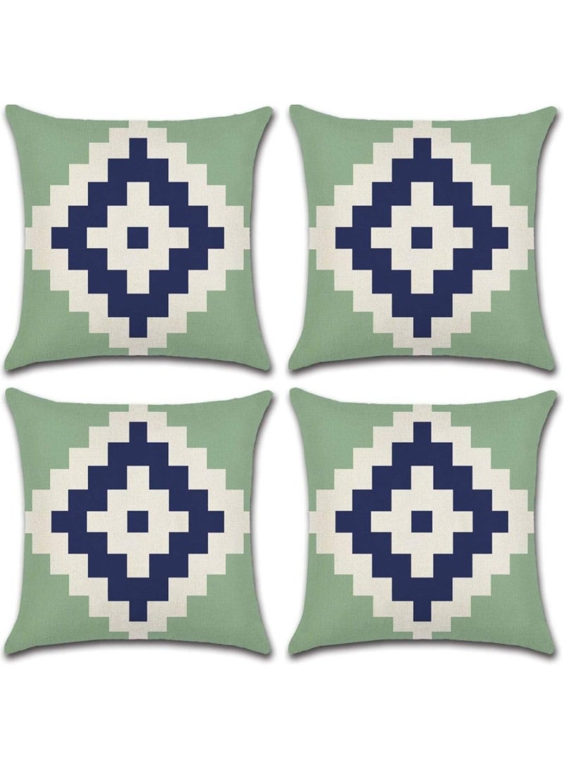 RISHAHOME 4 Pcs Cushion Cover Set 18X18 Inch  Home Decorative Throw Pillow Cases Single Sided Pattern  45X45Cm Square Cushion Case For Sofa Couch  Muticolor  Home Decor Throw Pillow Cover  - Image 1
