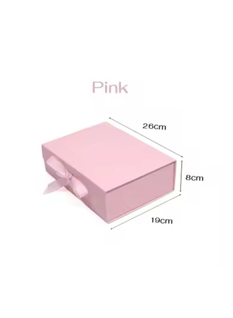 Luxury Magnetic Gift Box, Pink Medium Gift Box with Ribbon, Folding Gift Box for Presents With Magnetic Lid, Suitable for Festival, Birthday, Anniversary, 26x19x8 cm - Image 4