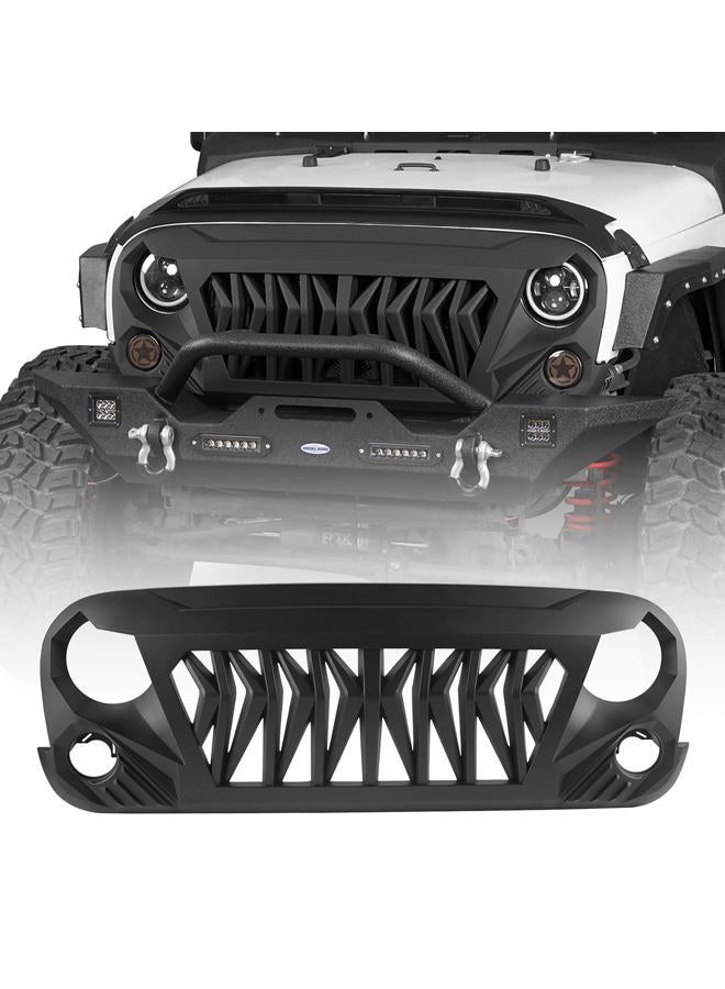Hooke Road for Jeep JK Shark Grill Matte Black Front Grille Grid Compatible with Jeep Wrangler JK 2007-2018 Rubicon Sahara Sport Unlimited - Image 1
