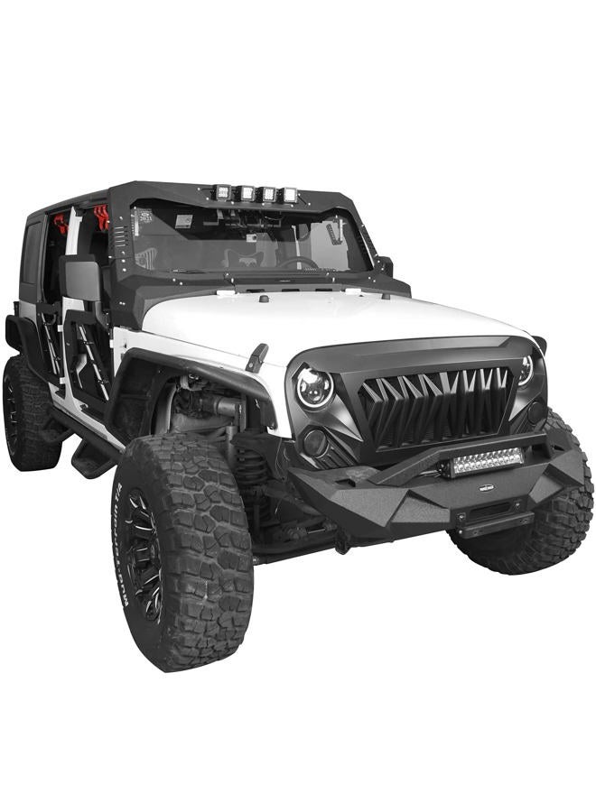 Hooke Road for Jeep JK Shark Grill Matte Black Front Grille Grid Compatible with Jeep Wrangler JK 2007-2018 Rubicon Sahara Sport Unlimited - Image 3