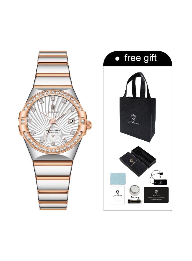 GOHUOS Women's Watch, Quartz Stainless Steel Water Resistant Analog Business Luxury Ladies Wrist Watch - 27mm - Image 3