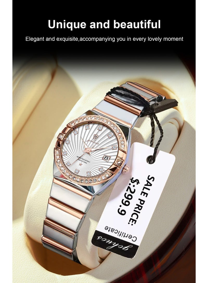 GOHUOS Women's Watch, Quartz Stainless Steel Water Resistant Analog Business Luxury Ladies Wrist Watch - 27mm - Image 5