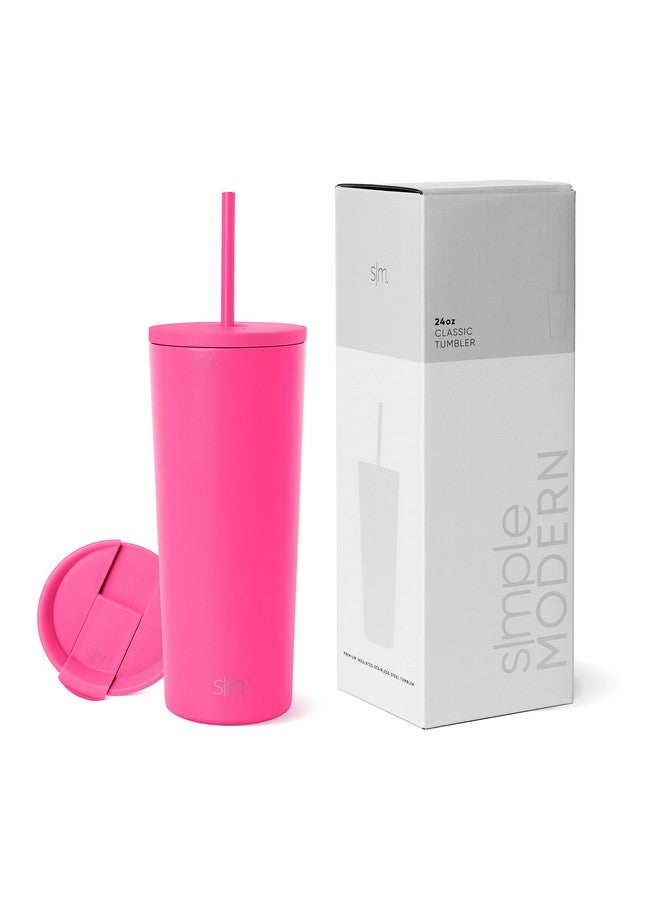 Simple Modern Simple Modern Insulated Tumbler with Lid and Straw | Iced Coffee Cup Reusable Stainless Steel Water Bottle Travel Mug | Gifts for Women Men Her Him | Classic Collection | 24oz | Raspberry Vibes - Image 1