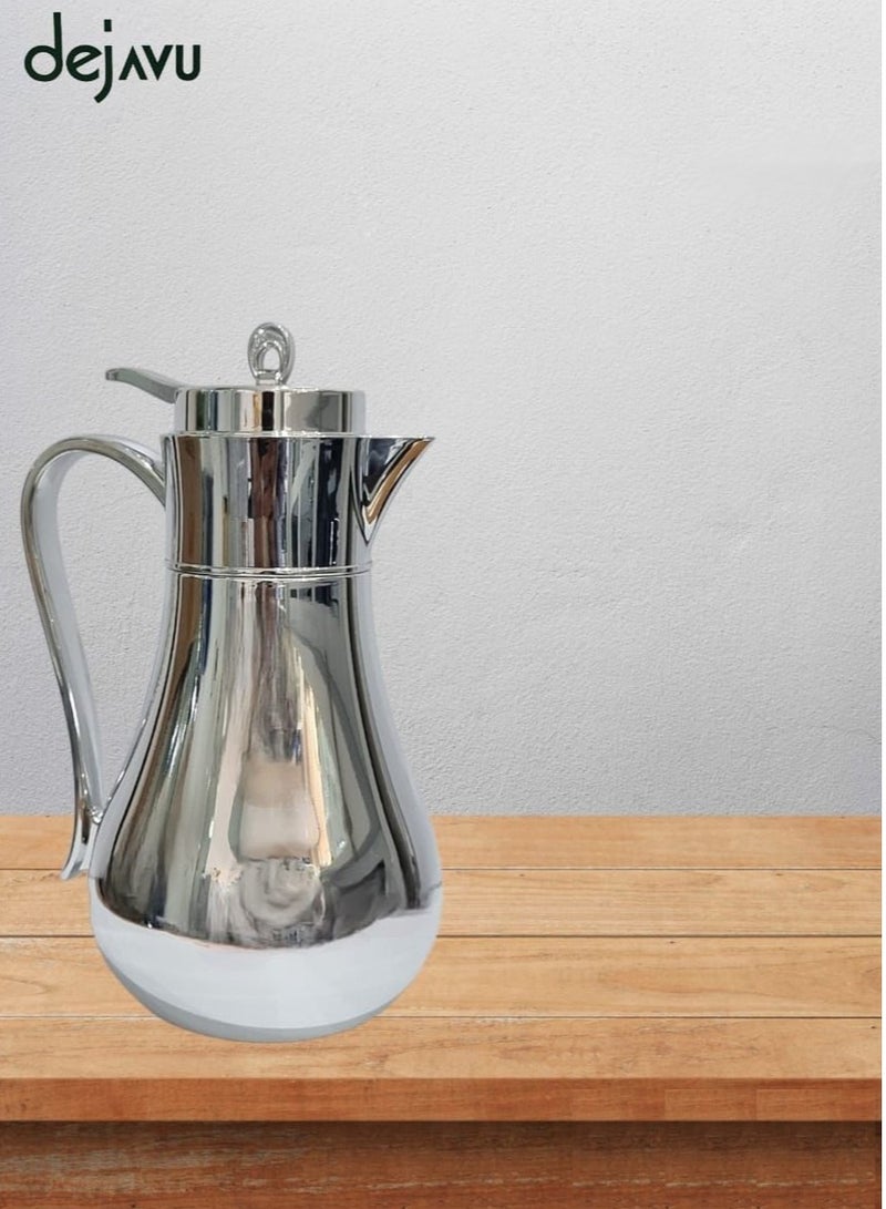 Dejavu Thermos Dallah  for Tea and Coffee Stainless steel Silver