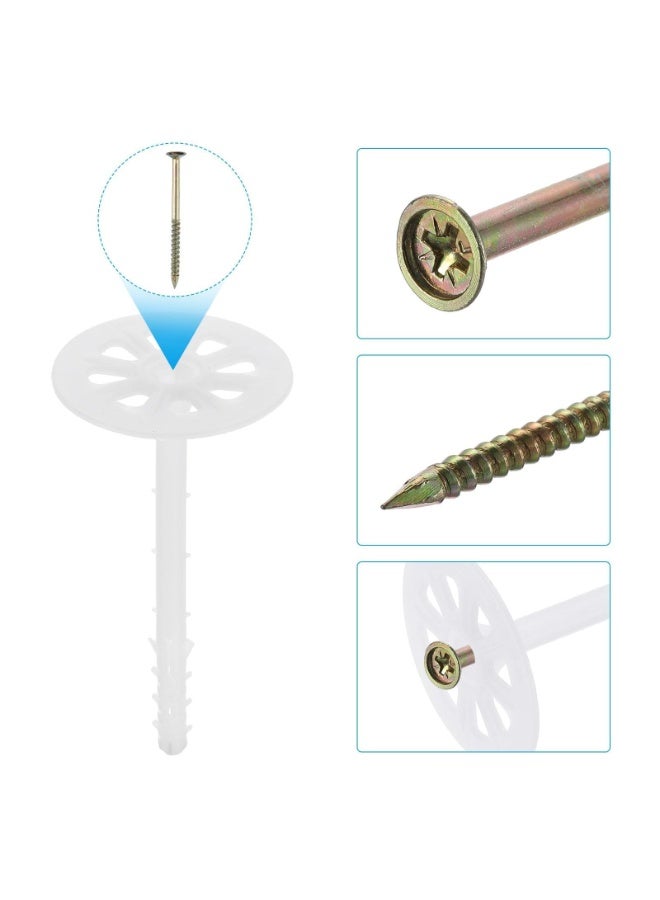 Perforated Insulation Pins, 50 Pack Insulating Nails Wall Plug Plastic Expansion Bolt for Fixing Foam Boards to Masonry Wall or Ceiling Size 162MM  - Image 3
