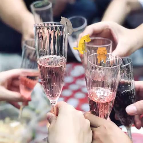 GCFTIFF Wine Charms Glass Markers,drinking buddies drink markers for glasses,Silicone Wine Glass Marking Label cup charm for Bar Party Cocktail Champagne Stem Glasses (12pcs Cat Shape) - Image 5