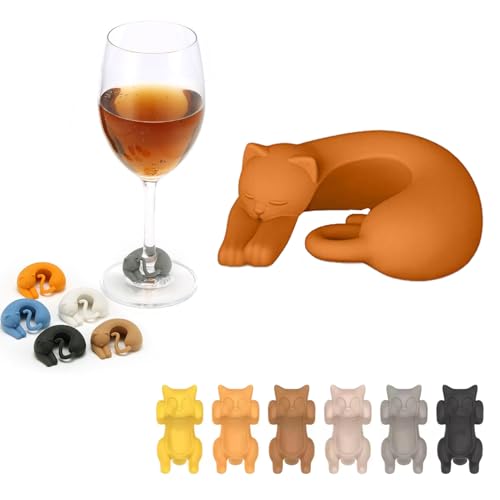 GCFTIFF Wine Charms Glass Markers,drinking buddies drink markers for glasses,Silicone Wine Glass Marking Label cup charm for Bar Party Cocktail Champagne Stem Glasses (12pcs Cat Shape) - Image 3