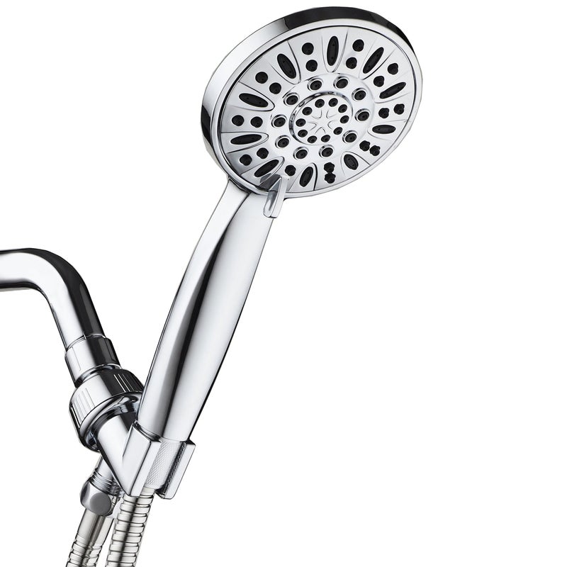 AquaDance 3316 High Pressure 6Setting 4 Chrome Face Hand Held Head with Hose for The Ultimate Shower Experience Officially Independently Tested to Meet Strict US Quality Performance Standards