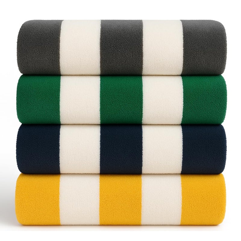 Salt Earth Cotton Striped Beach Cabana Towel, 4 Pack - 30"x60" Quick Dry Towels, Pool Essentials, Travel, Gym & Bathroom Towels, Oversized Beach Vacation Essentials (Multicolour) - Image 1