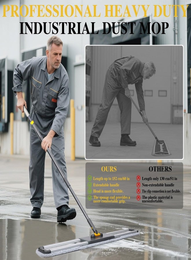 Masthome 36" Commercial Mop, Heavy Duty Industrial Floor Mop with 2 Microfiber Pads, 60" Adjustable Large Dust Mop,Wet Dry Flat Mops for Office Garage Warehouse Factory Mall - Image 3