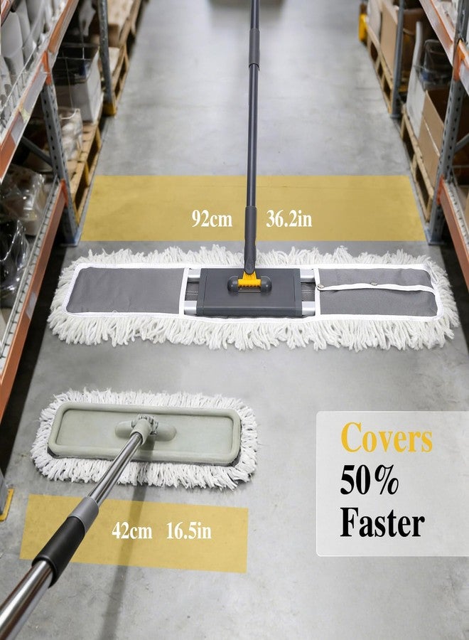 Masthome 36" Commercial Mop, Heavy Duty Industrial Floor Mop with 2 Microfiber Pads, 60" Adjustable Large Dust Mop,Wet Dry Flat Mops for Office Garage Warehouse Factory Mall - Image 2