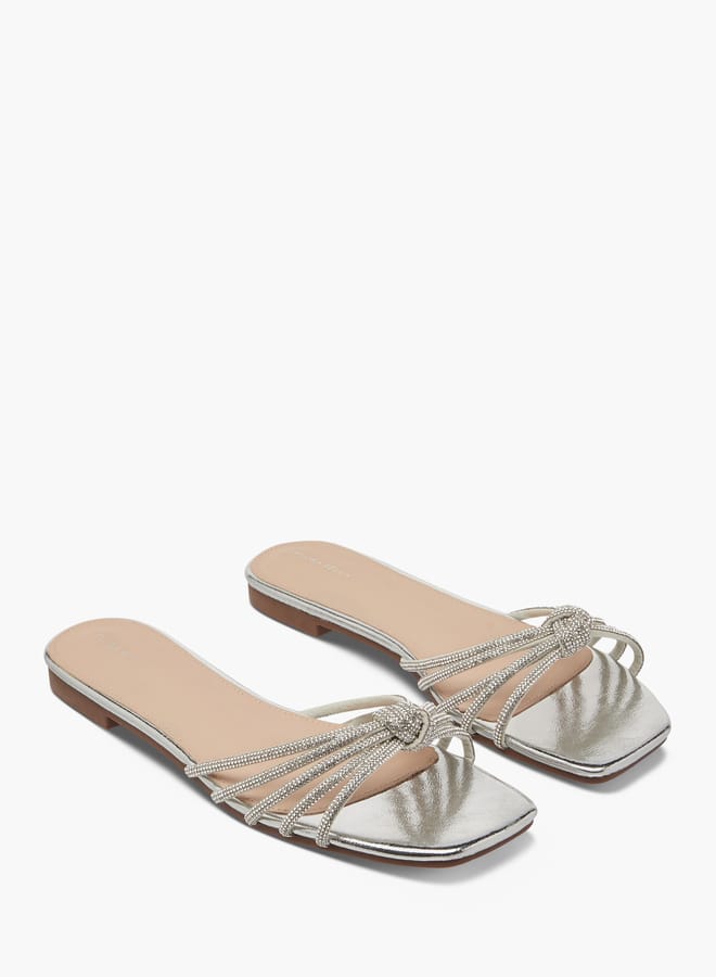 Flora Bella By Shoexpress Women's Embellished Slip-On Flat Sandals  - Image 1