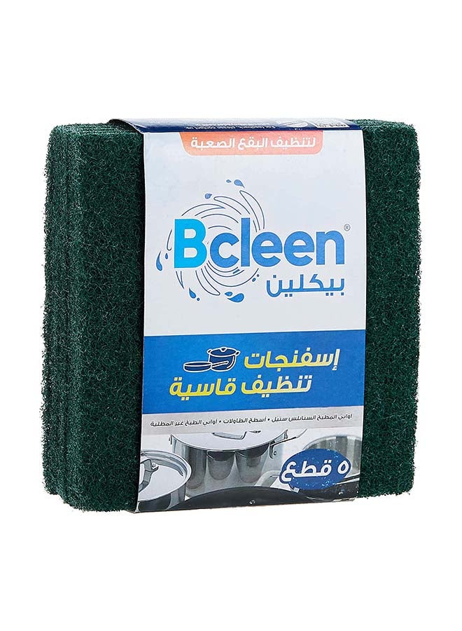 Bcleen Scouring Pad - green 5.5 x 5.5" 5 Pieces