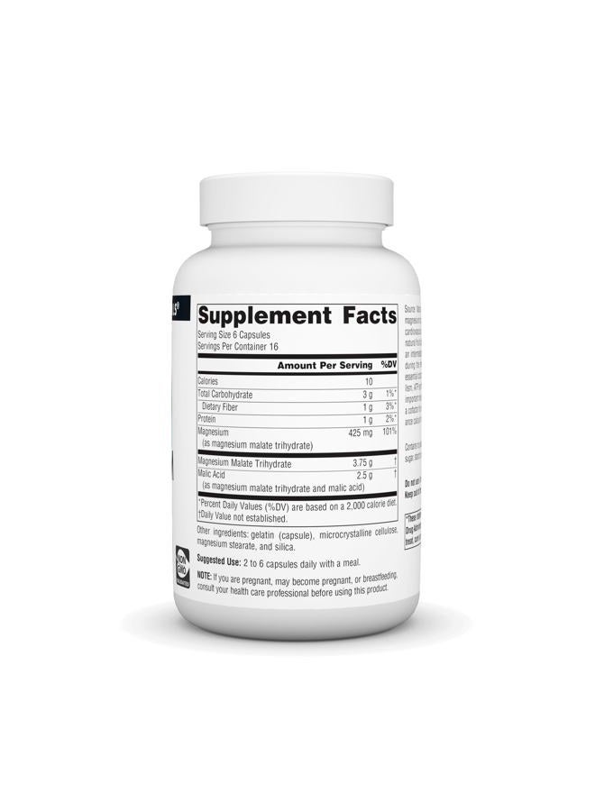 Source Naturals مكمل المغنيسيوم ماليت 3750 ملغ لكل حصة - 100 كبسولة - Image 2