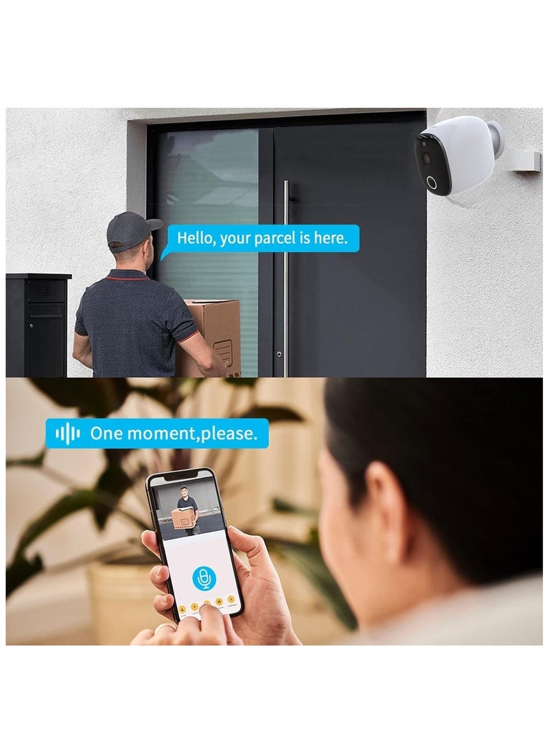 STC STC Wireless Indoor Outdoor Surveillance Camera 1080P 360Degree With Motion Rechargeable Battery Mobile APP For Tracking and Talking - Night mode IR, White  - Image 4