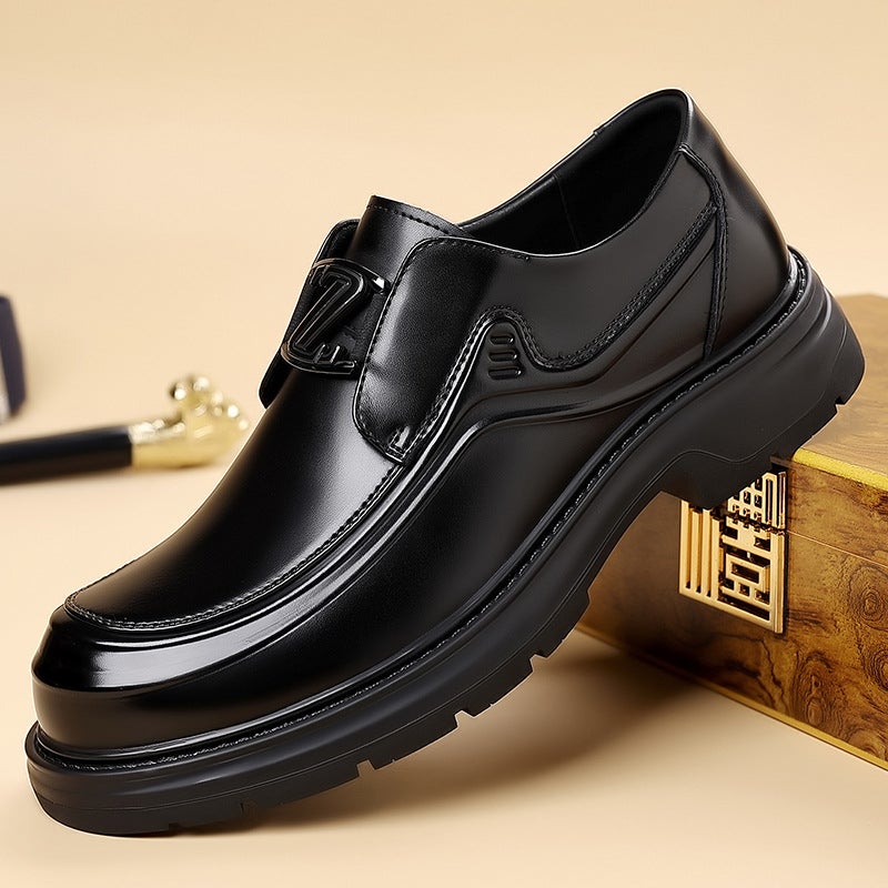 Men'S Leather Shoes, Genuine Leather Business Formal Shoes, Men'S First-Layer Cowhide Men'S Casual Light Luxury Style Thick-Soled Men'S Shoes - Image 1