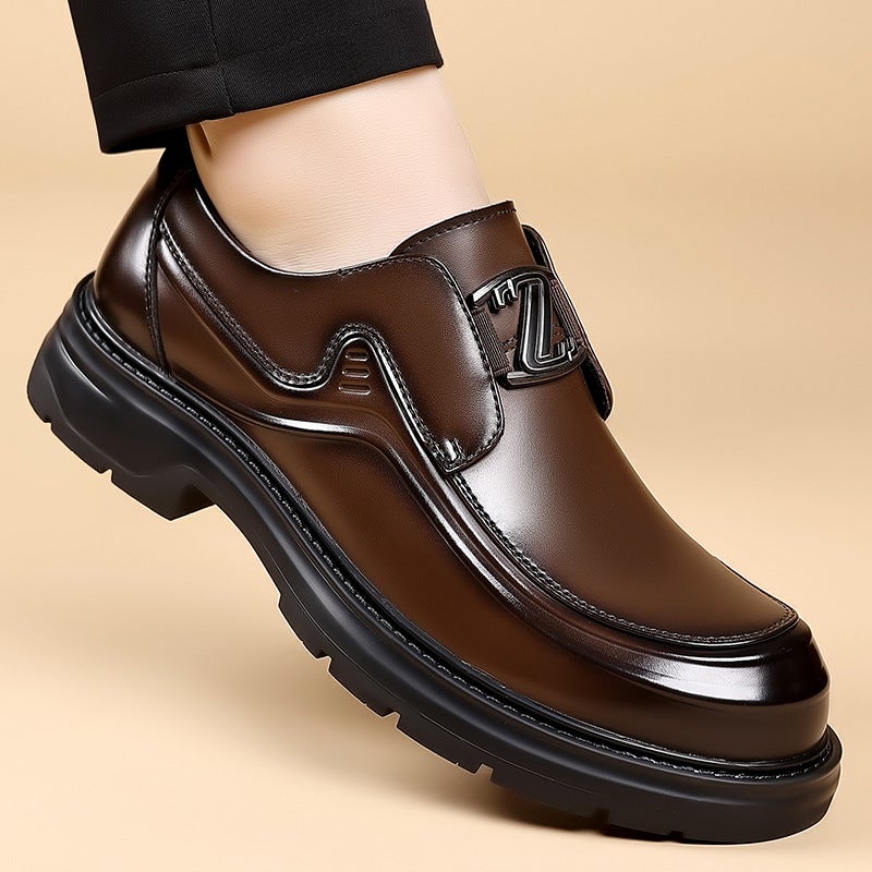 Men'S Leather Shoes, Genuine Leather Business Formal Shoes, Men'S First-Layer Cowhide Men'S Casual Light Luxury Style Thick-Soled Men'S Shoes - Image 5