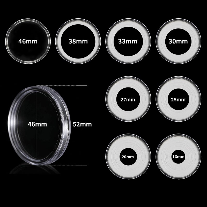 Coidea 10Pcs Clear Coin Capsules  Silver Dollar Coin Holder  Coin Holders For Collectors  Plastic Coin Case With Adjustable Gasket & Organizer Box For Morgan Silver Dollar | 16/20/25/27/30/33/38/46Mm - Image 3