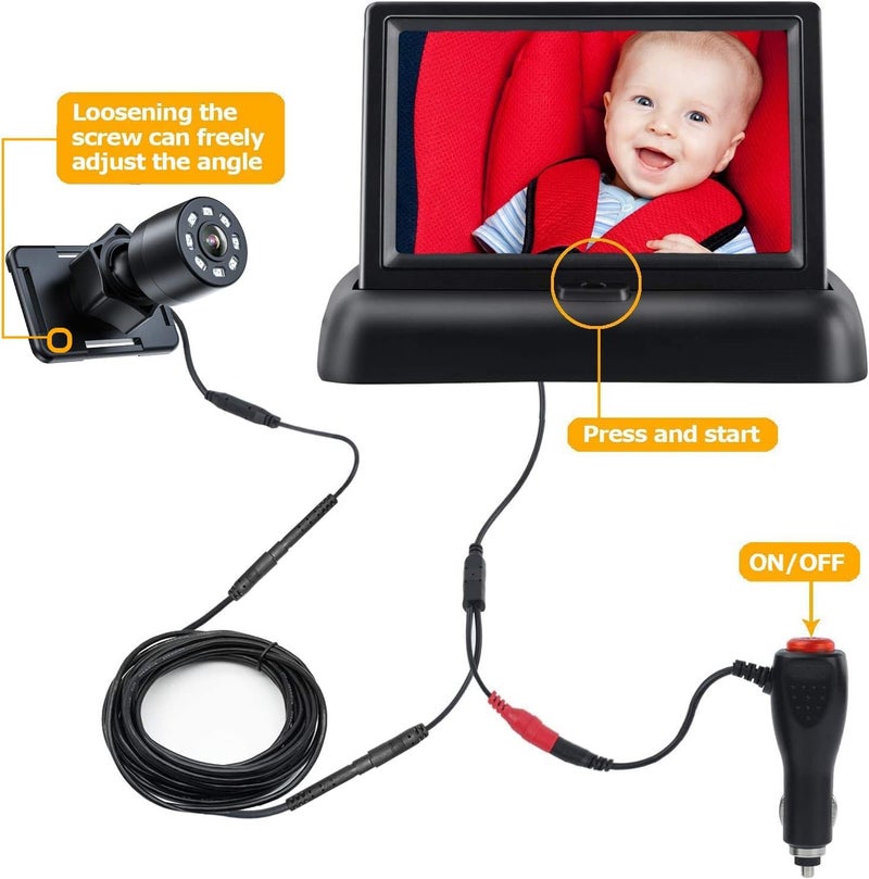 Itomoro Baby Car Mirror, View Infant in Rear Facing Seat with Wide Crystal Clear View,360Â° Rotation Plug and Play Easy Install baby car monitor 1080p - Image 5