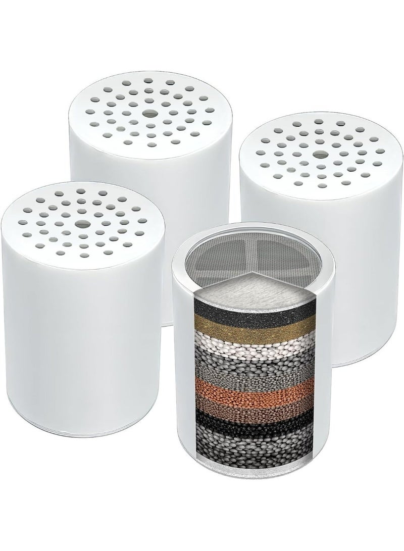 4 Pack 15 Stage Upgraded Shower Filter Cartridges, Universal Replacement Water Purifier Filter, Effective Chlorine Hard Water Impurities Removal Filter for All Shower Heads - Image 1