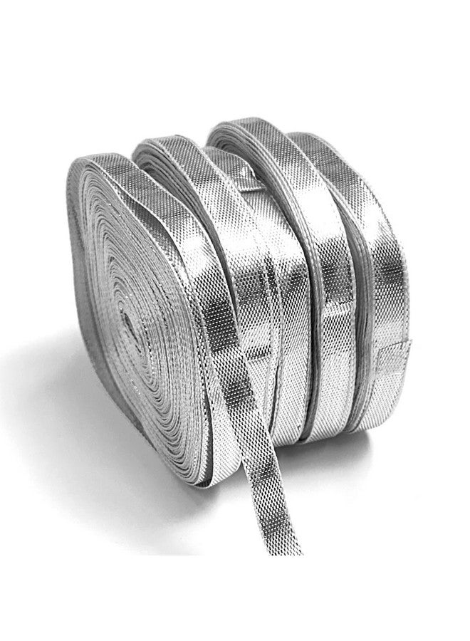 Embroiderymaterial Gota Laces Borders Material for Dresses Clothes Apparels Saree Blouses Making Purpose Metallic Silver Color (110 Meter) - Image 1