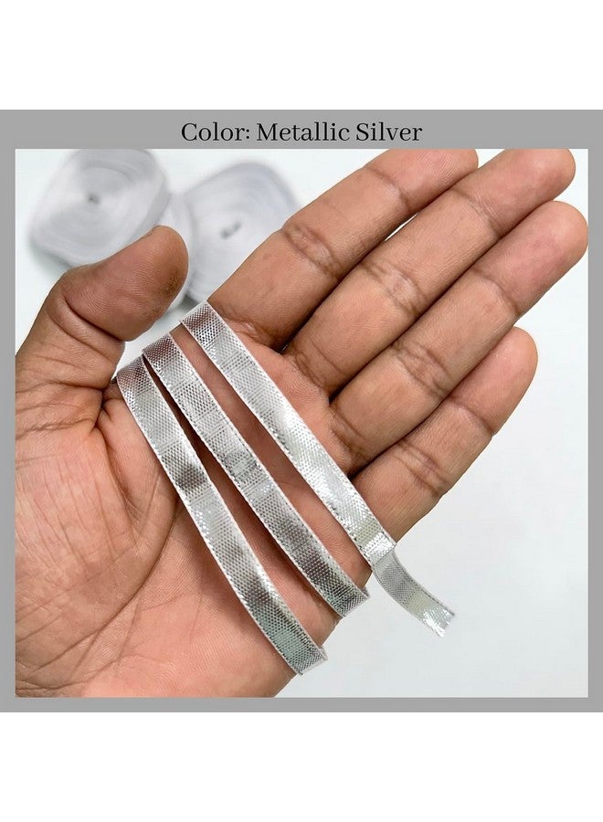 Embroiderymaterial Gota Laces Borders Material for Dresses Clothes Apparels Saree Blouses Making Purpose Metallic Silver Color (110 Meter) - Image 3