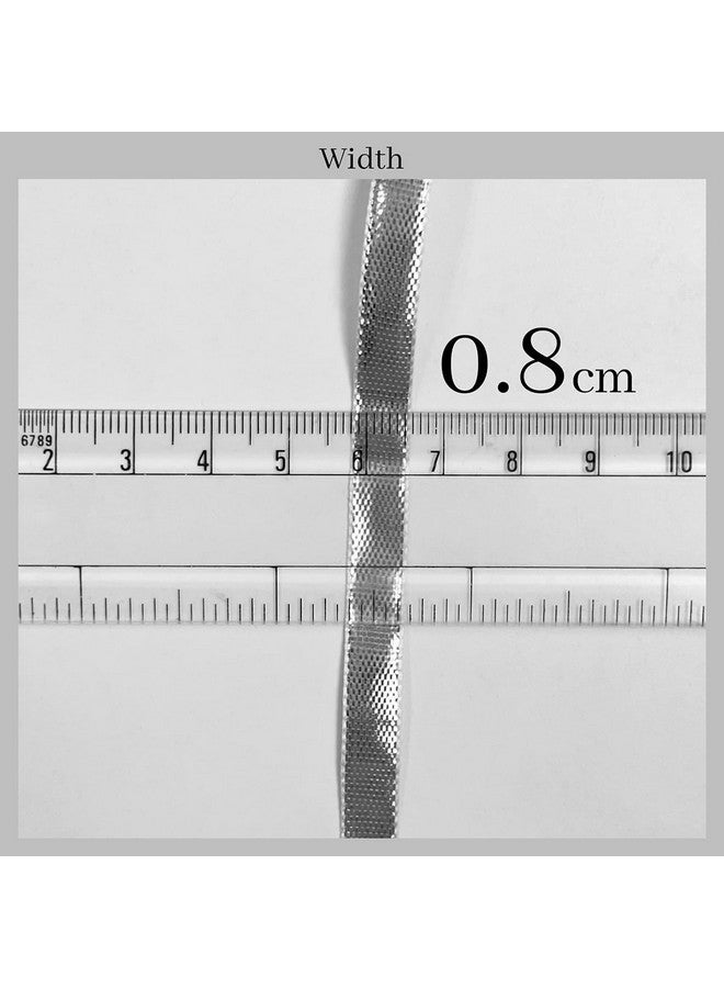 Embroiderymaterial Gota Laces Borders Material for Dresses Clothes Apparels Saree Blouses Making Purpose Metallic Silver Color (110 Meter) - Image 2