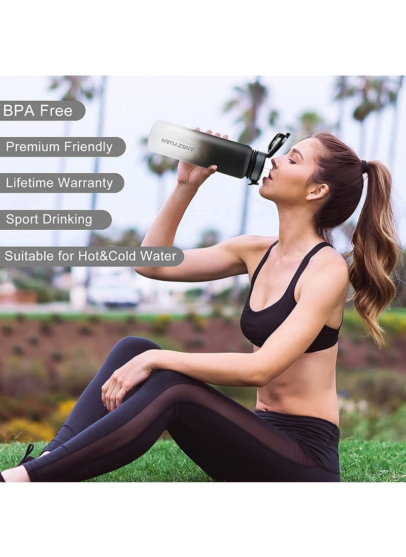 KANGZYUAN - Sports Water Bottle 650ML Protein Shaker Outdoor Travel Portable Leakproof Drinkware Plastic Drink Bottle BPA Free 0.65L Black and White - Image 1